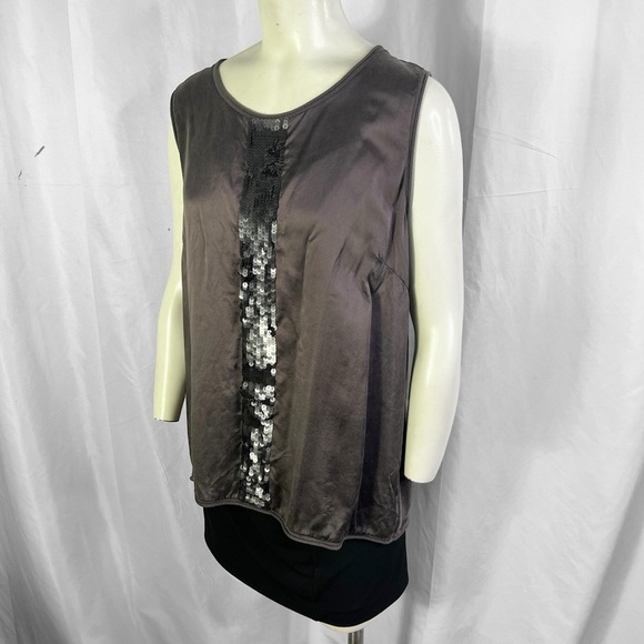 LAURÈL BY ESCADA PURPLE CAMISOLE SEQUINS MADE IN GERMANY SILK ANGORA TOP SIZE 44 - Picture 9 of 10